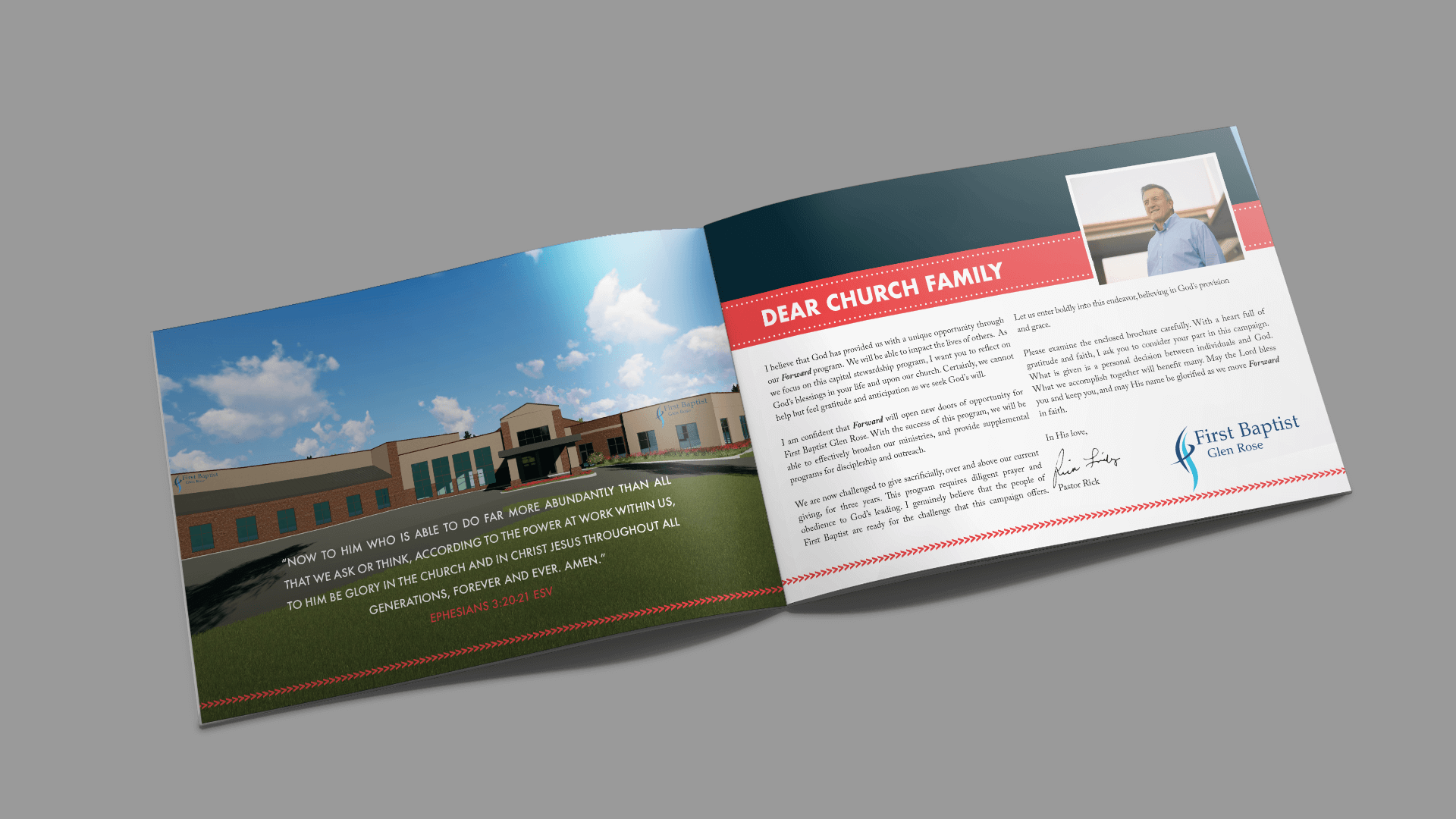 Church capital campaign booklet design.